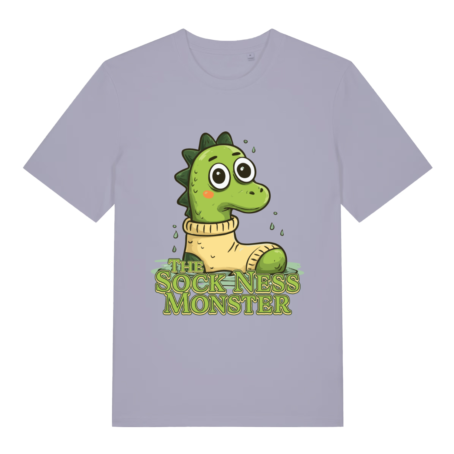 Lavender The Sock Ness Monster funny animal t-shirt with cartoon loch ness in sock design  