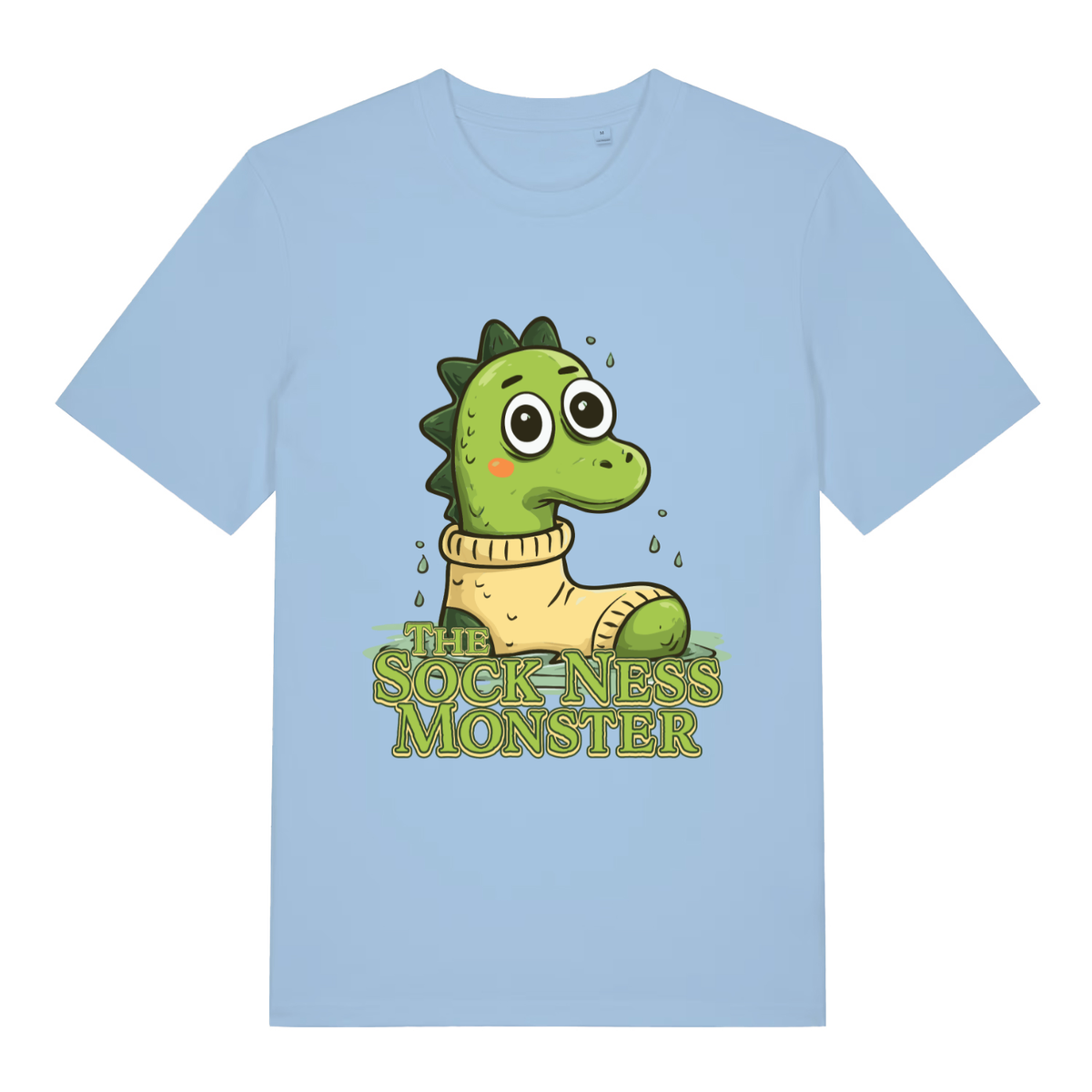 Light blue The Sock Ness Monster funny animal t-shirt featuring cheeky sock monster graphic  