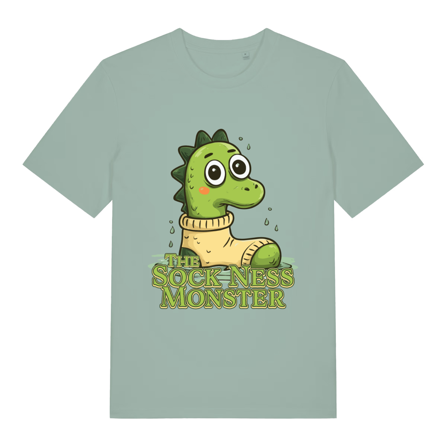 Light green The Sock Ness Monster funny animal t-shirt with classic mythical creature print  