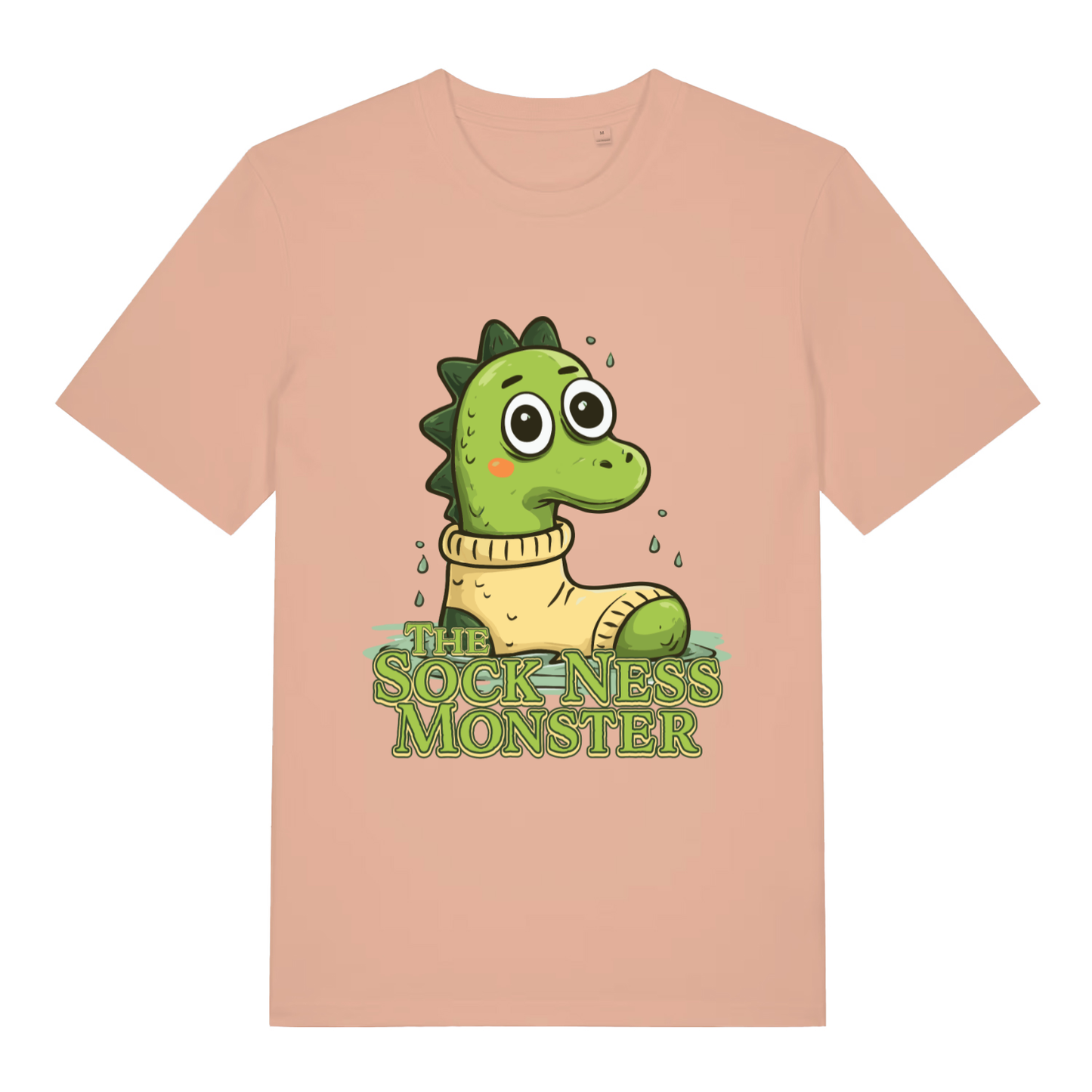 Peach The Sock Ness Monster funny animal t-shirt showing witty animal pun design  
