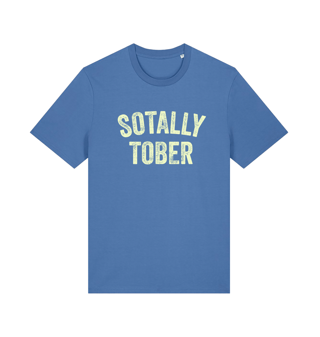 blue funny slogan t-shirt with 'sotally tober'