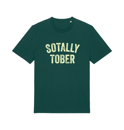 green funny slogan t-shirt with 'sotally tober'