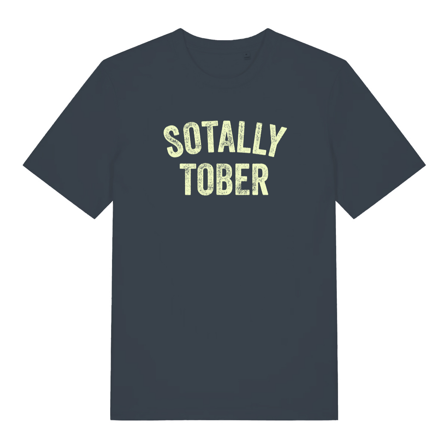 ink grey funny slogan t-shirt with the text 'sotally tober'