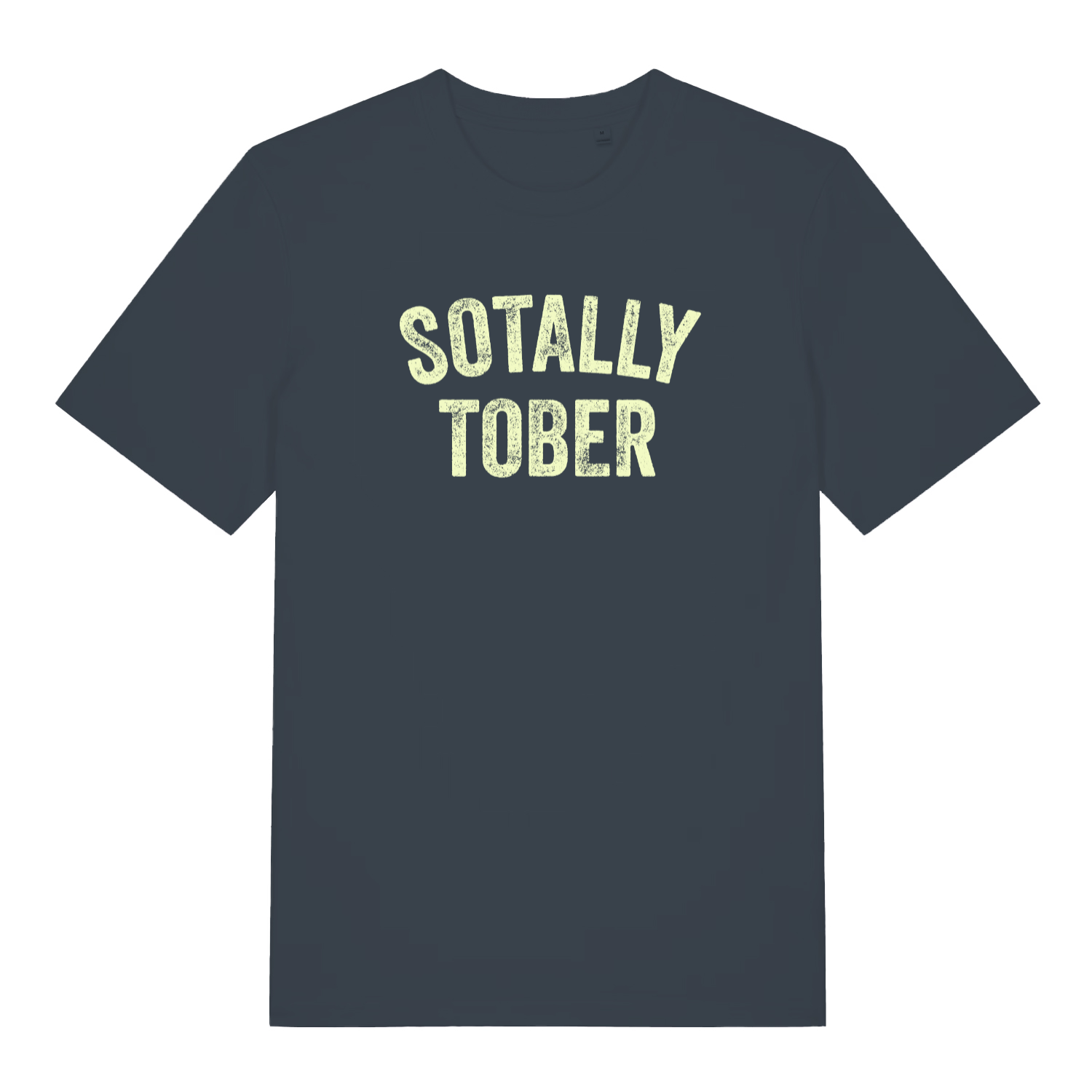 ink grey funny slogan t-shirt with the text 'sotally tober'