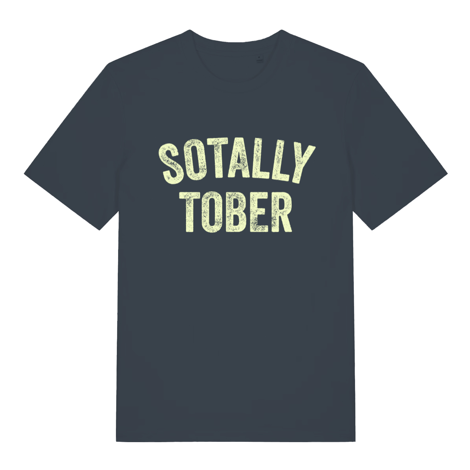 Ink grey Sotally Tober funny slogan t-shirt showing witty statement text  