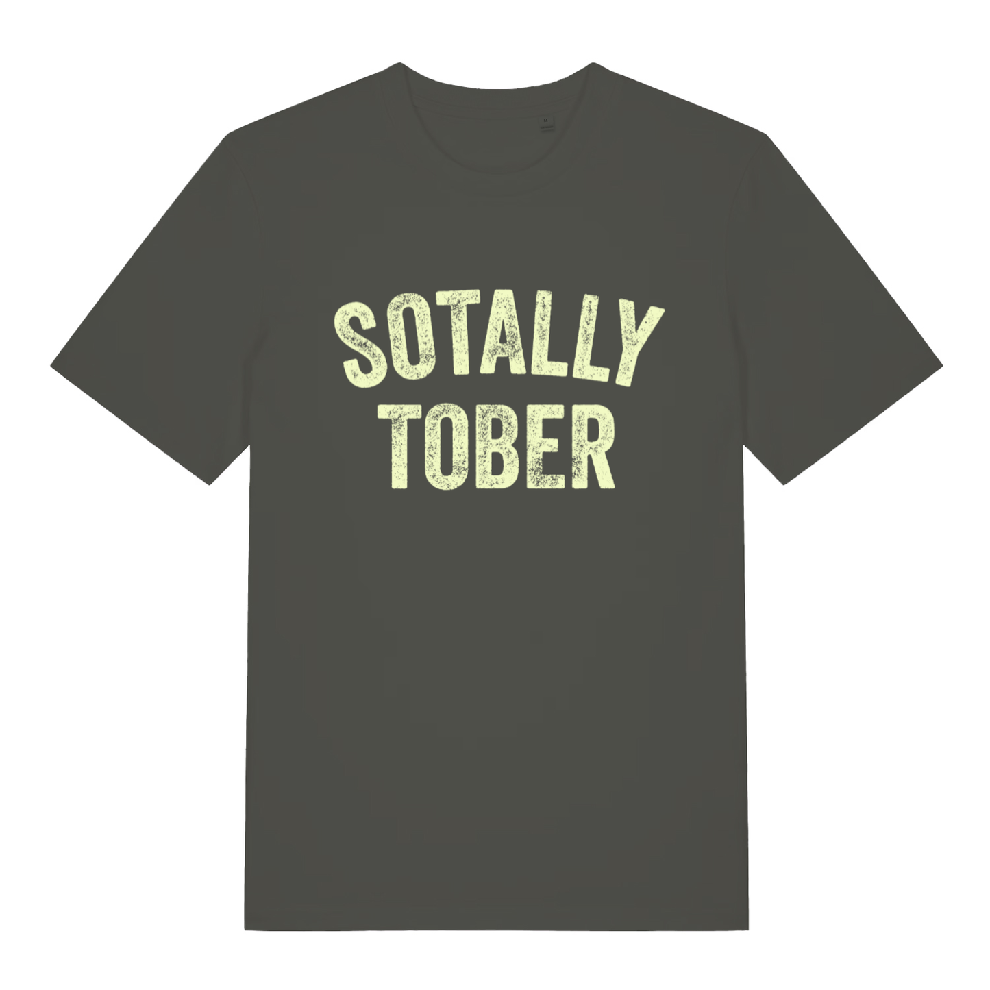 Khaki Sotally Tober funny slogan t-shirt with bold hilarious lettering  
