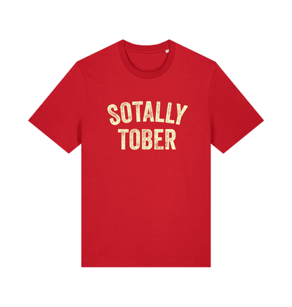 red funny slogan t-shirt with 'sotally tober'