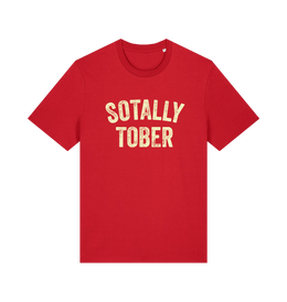 red funny slogan t-shirt with 'sotally tober'