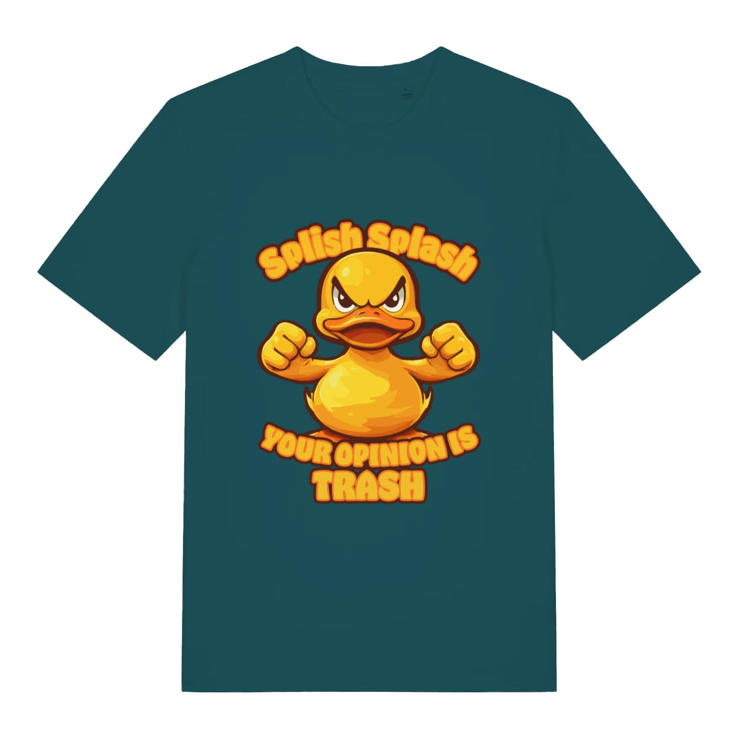 Stargazer Splish Splash Your Opinion Is Trash funny animal t-shirt with bold opinion trash lettering  