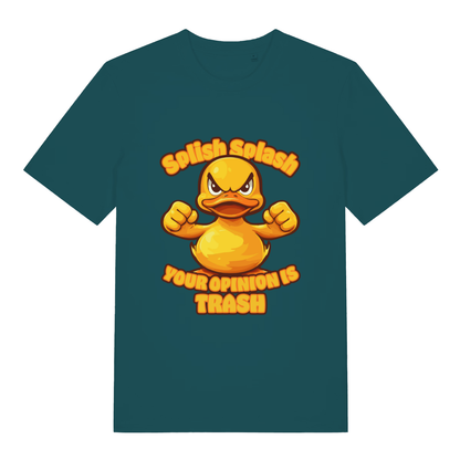 Stargazer Splish Splash Your Opinion Is Trash funny animal t-shirt with bold opinion trash lettering  
