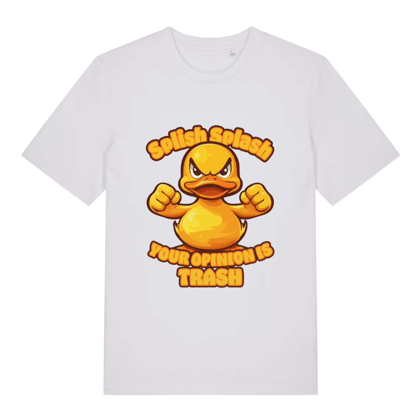 White Splish Splash Your Opinion Is Trash funny animal t-shirt featuring ultimate offensive duck graphic  