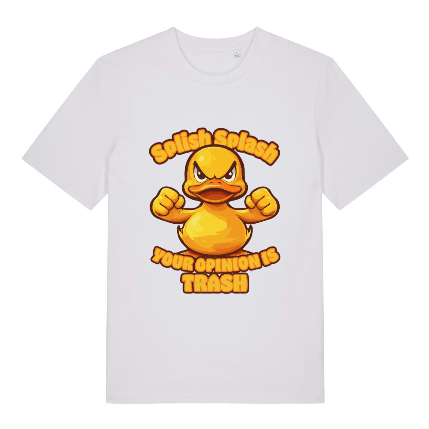 White Splish Splash Your Opinion Is Trash funny animal t-shirt featuring ultimate offensive duck graphic  
