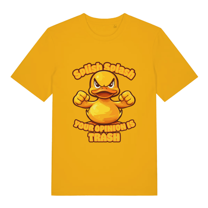 Yellow Splish Splash Your Opinion Is Trash funny animal t-shirt with ladies farmyard banter design  