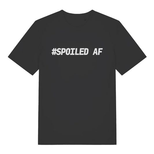 black women's matching t-shirt with the slogan 'spoiled af'