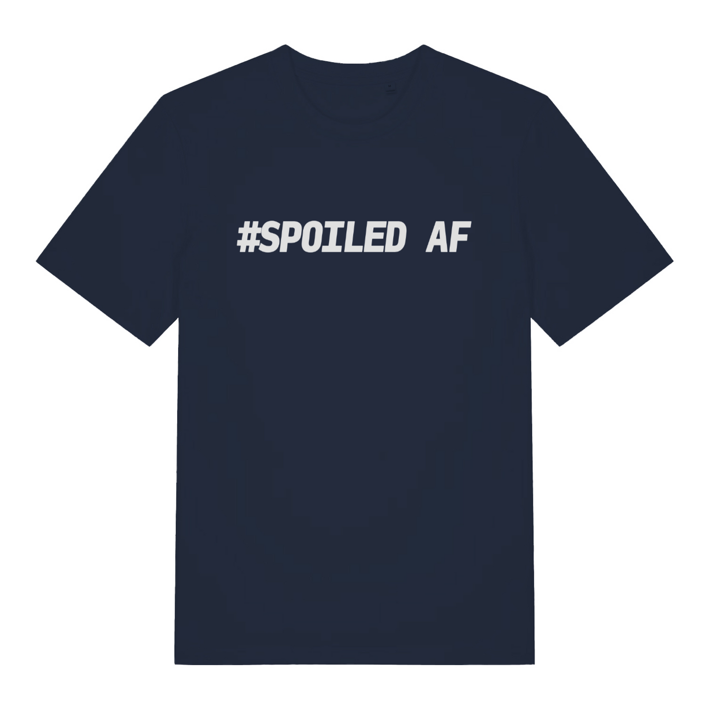navy women's matching t-shirt with the slogan 'spoiled af'