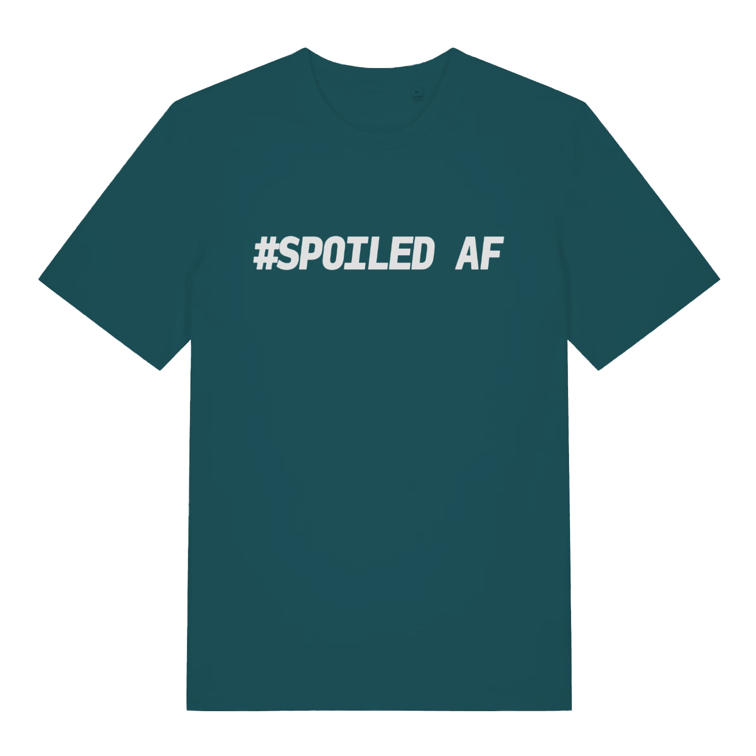 teal women's matching t-shirt with the slogan 'spoiled af'