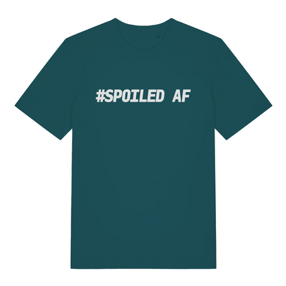 teal women's matching t-shirt with the slogan 'spoiled af'