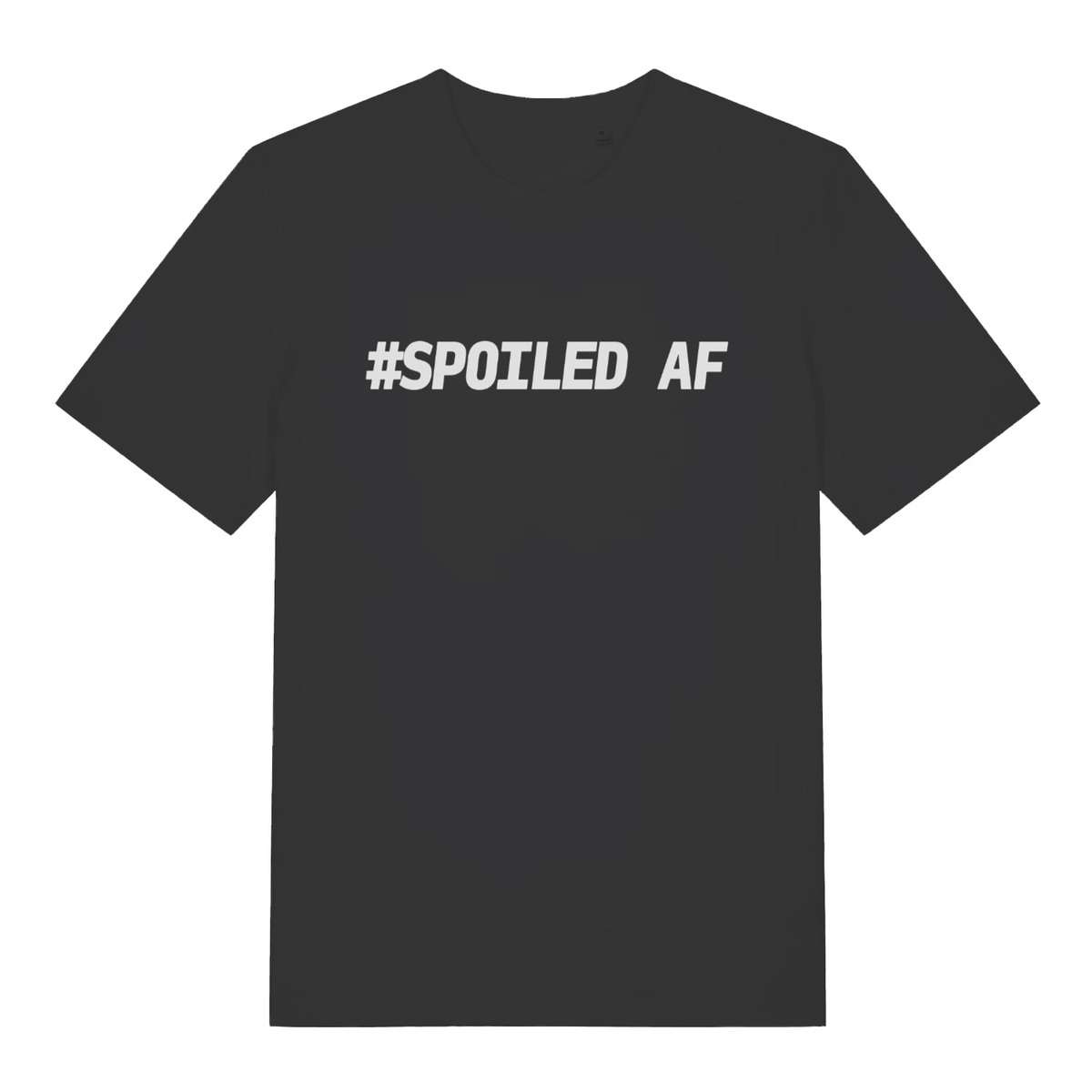 Black #Spoiled AF funny slogan t-shirt with bold white couples matching lettering  