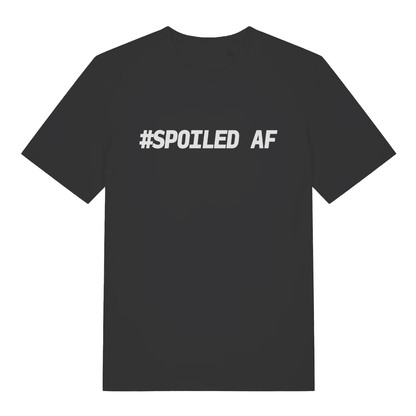 Black #Spoiled AF funny slogan t-shirt with bold white couples matching lettering  