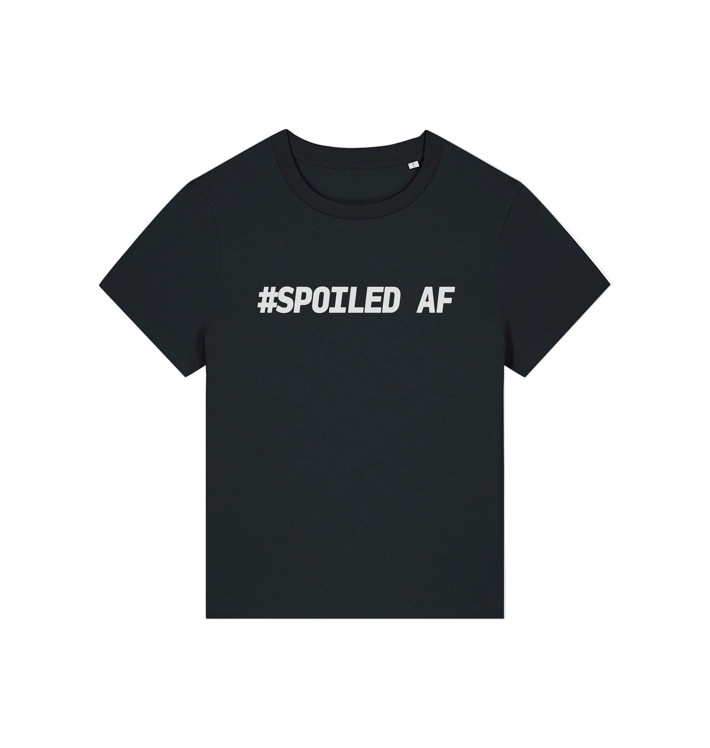 black matching t-shirt with the slogan 'spoiled af'