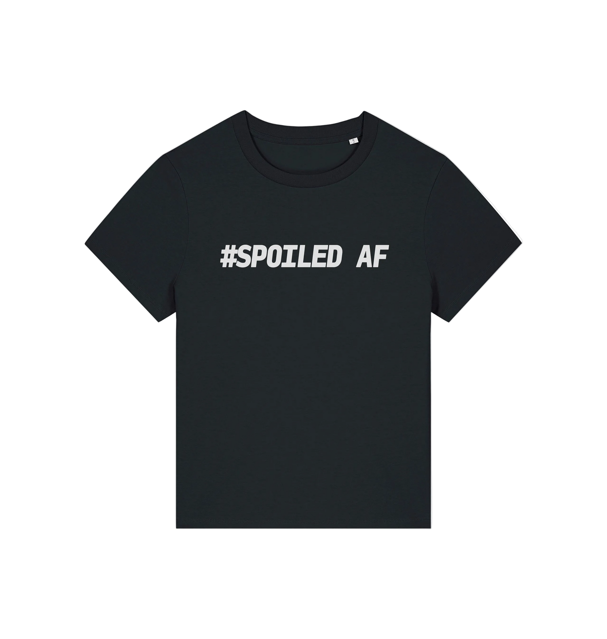 black matching t-shirt with the slogan 'spoiled af'