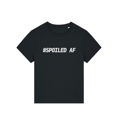 black matching t-shirt with the slogan 'spoiled af'