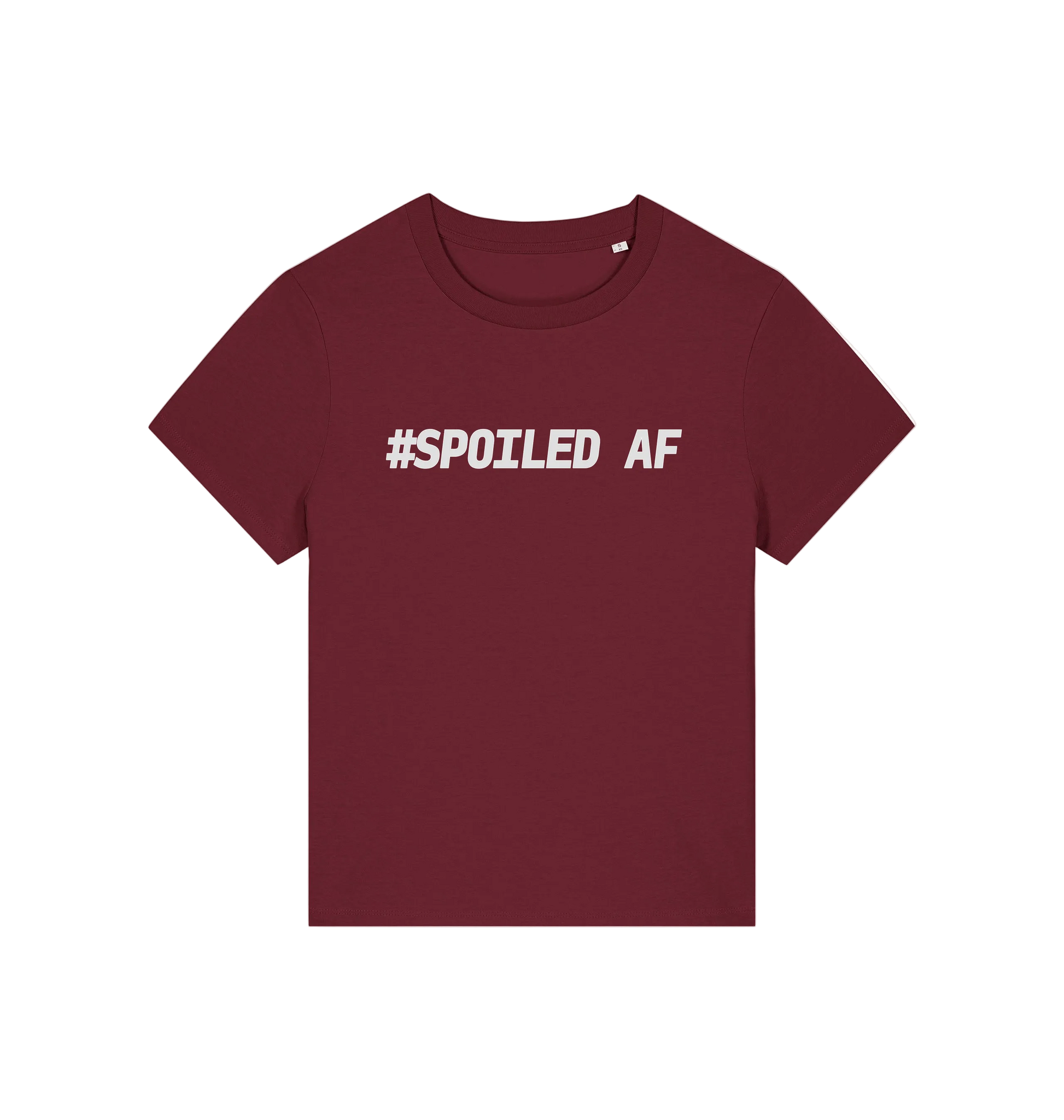 burgundy matching t-shirt with the slogan 'spoiled af'