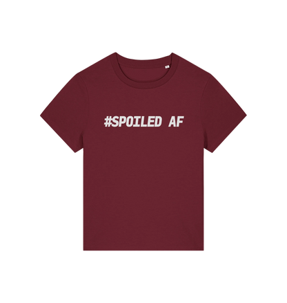 burgundy matching t-shirt with the slogan 'spoiled af'