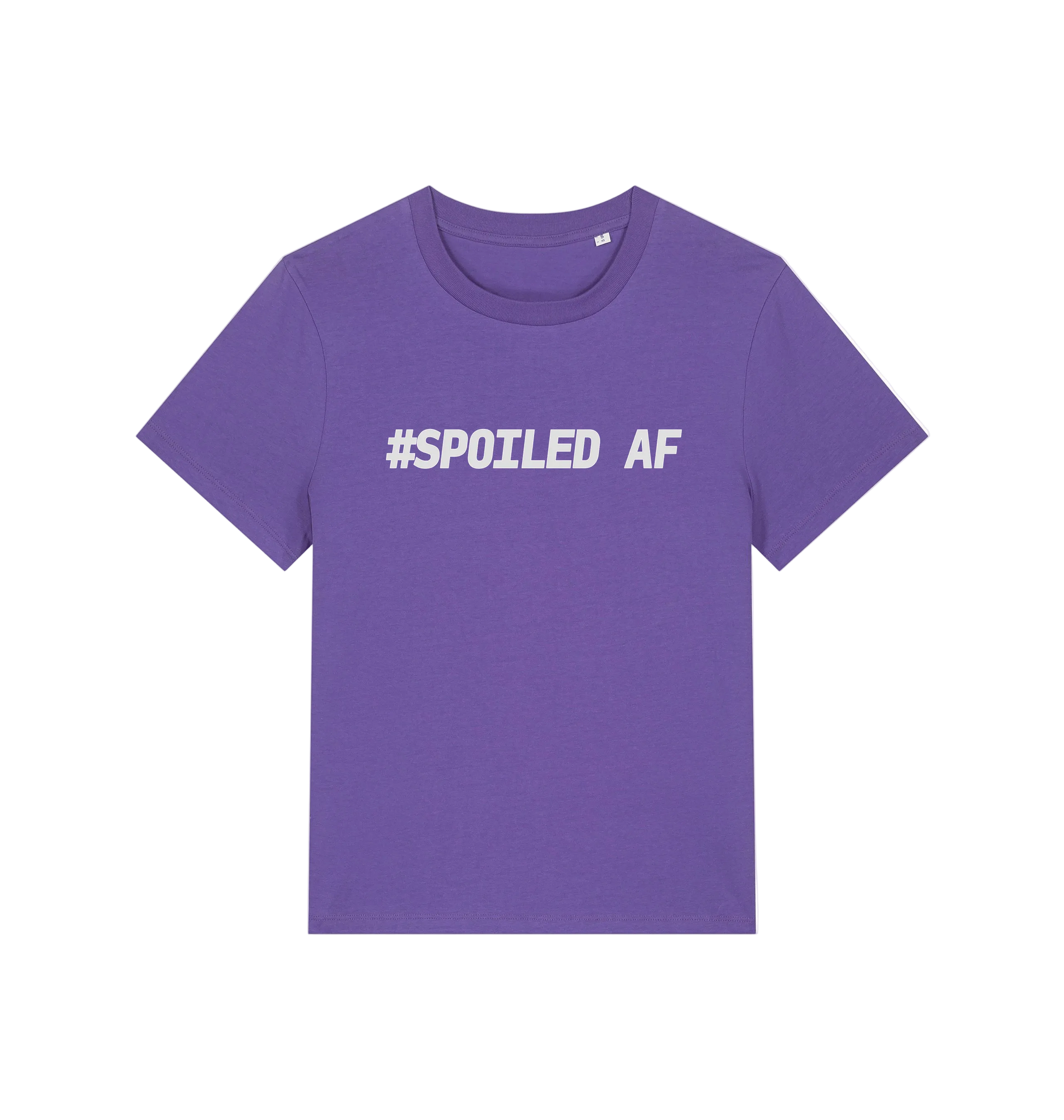 purple matching t-shirt with the slogan 'spoiled af'