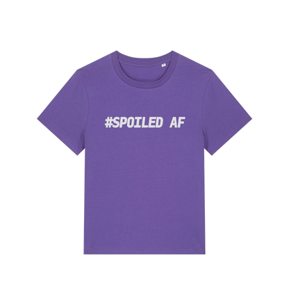 purple matching t-shirt with the slogan 'spoiled af'