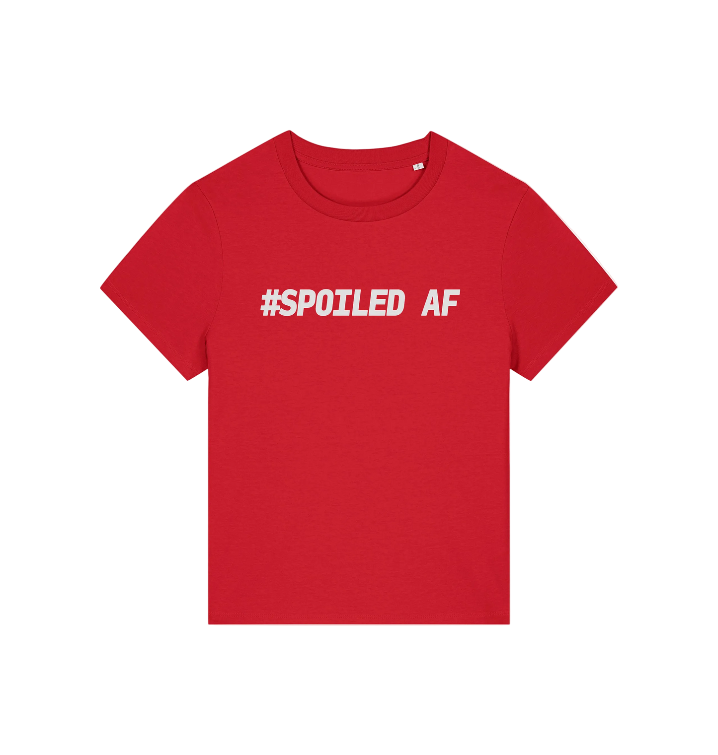red matching t-shirt with the slogan 'spoiled af'