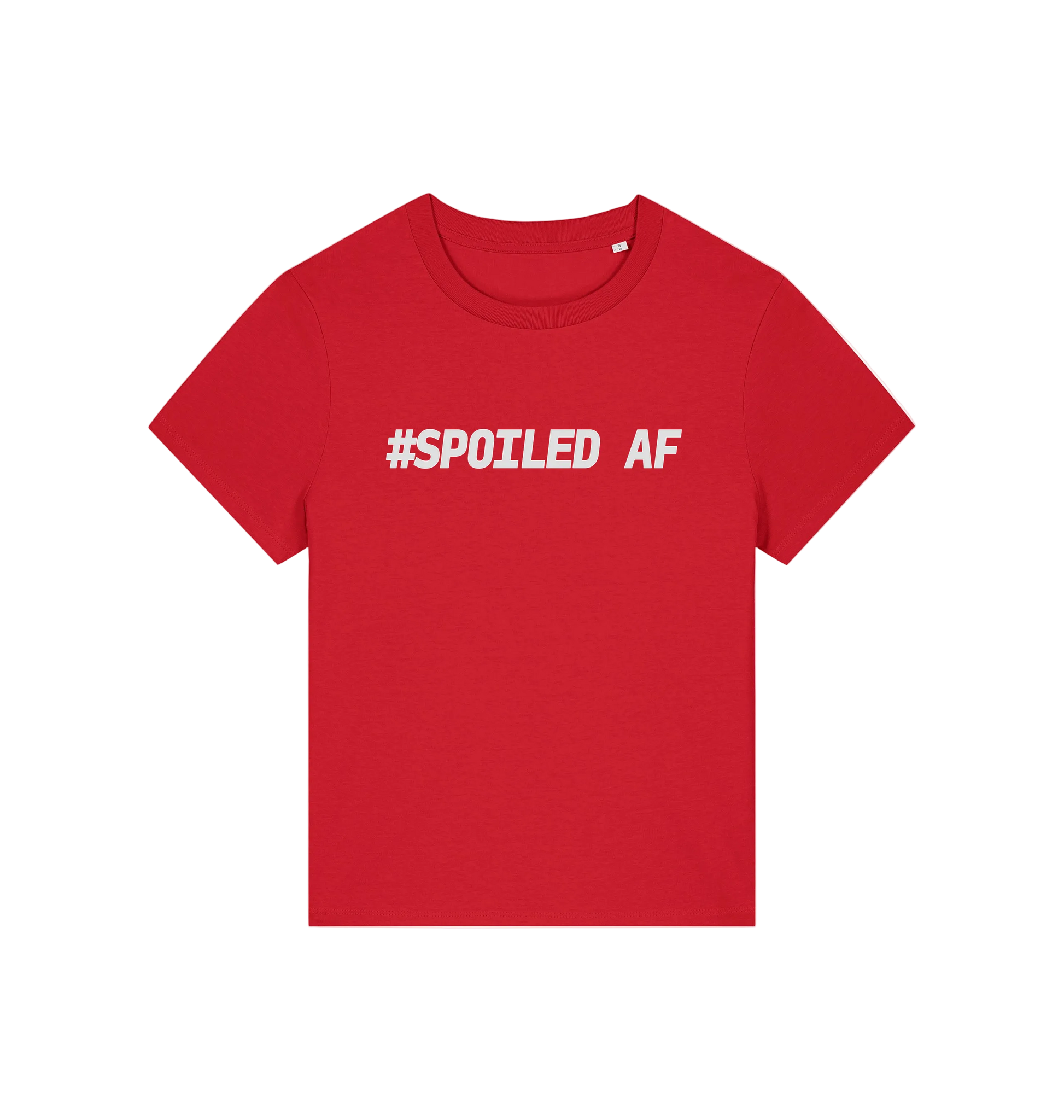 red matching t-shirt with the slogan 'spoiled af'