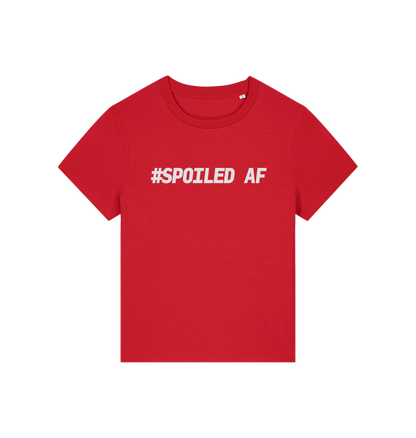 red matching t-shirt with the slogan 'spoiled af'