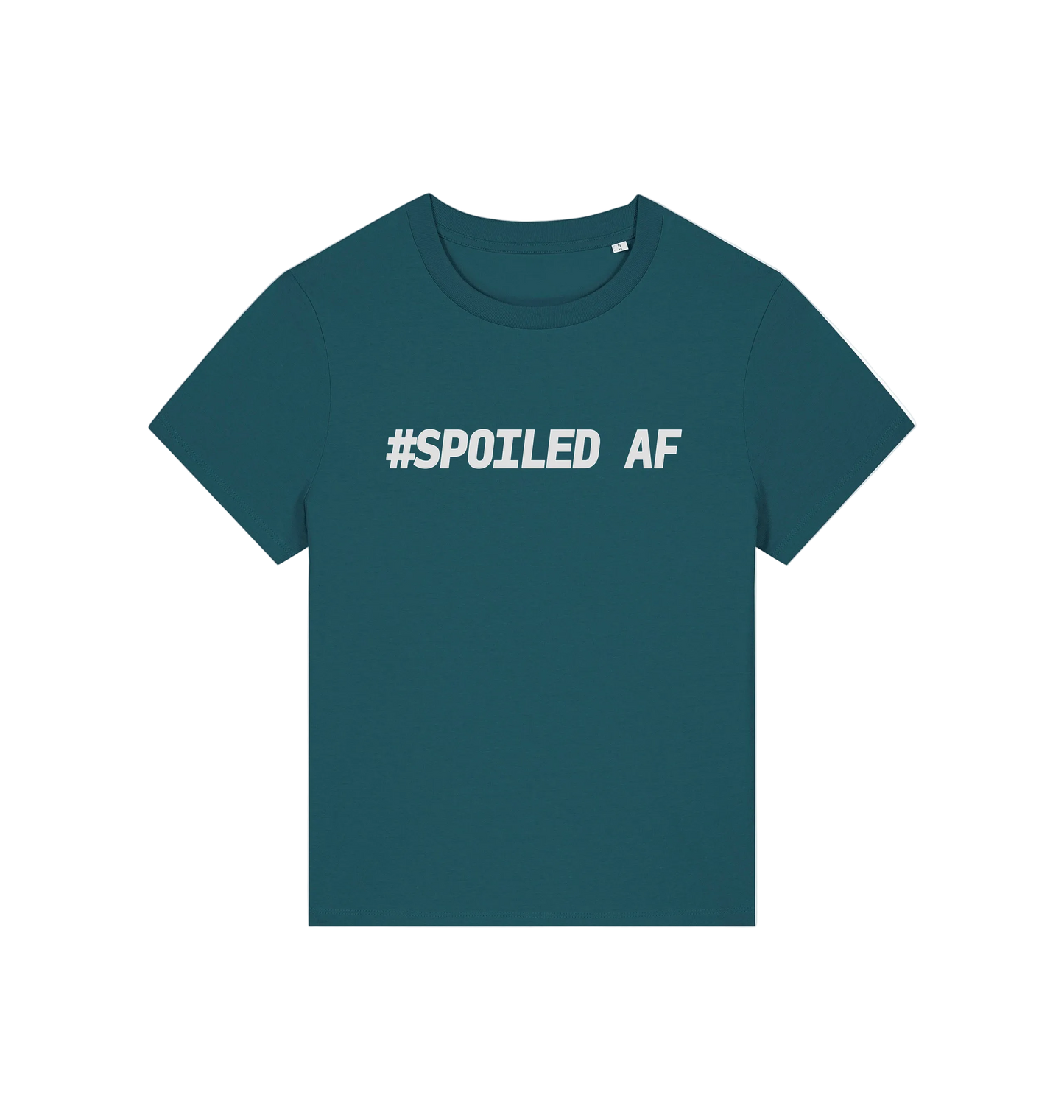 teal matching t-shirt with the slogan 'spoiled af'