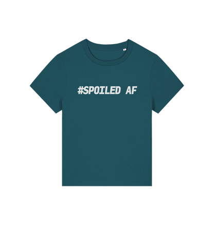 teal matching t-shirt with the slogan 'spoiled af'
