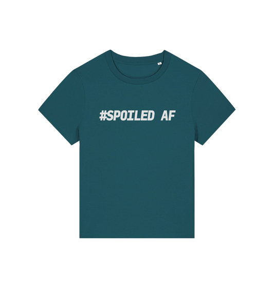 teal matching t-shirt with the slogan 'spoiled af'