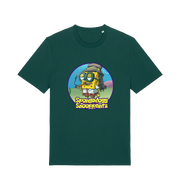 green funny music t-shirt featuring a cartoon sponge dressed like snoop dogg and the slogan 'spongedogg snooppants'