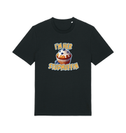 black matching t-shirt with the graphic of a blueberry muffin and the slogan 'i'm her stud muffin'
