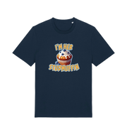 navy matching t-shirt with the graphic of a blueberry muffin and the slogan 'i'm her stud muffin'