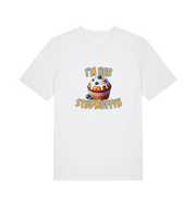 white matching t-shirt with the graphic of a blueberry muffin and the slogan 'i'm her stud muffin'