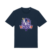 navy movie t-shirt with the graphic of a goose and the slogan 'talk to me goose'