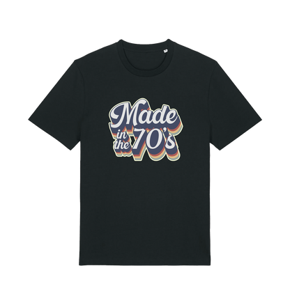 black slogan t-shirt with 'made in the 70's'