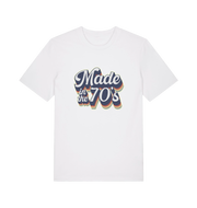 white slogan t-shirt with 'made in the 70's'