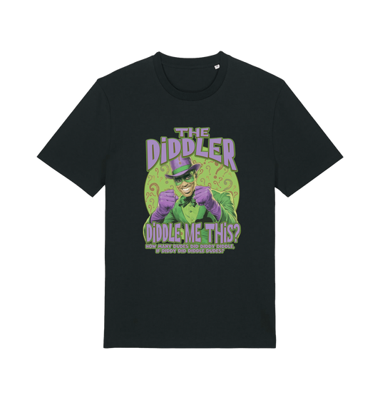 black funny offensive t-shirt with the  graphic mashup of Sean Diddy Combs reimagined as The Riddler