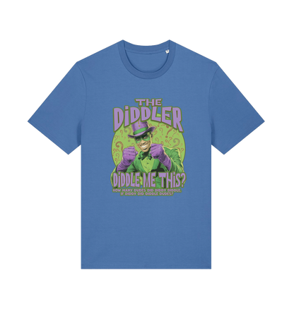 blue funny offensive t-shirt with the  graphic mashup of Sean Diddy Combs reimagined as The Riddler