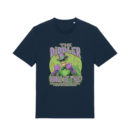 navy funny offensive t-shirt with the  graphic mashup of Sean Diddy Combs reimagined as The Riddler
