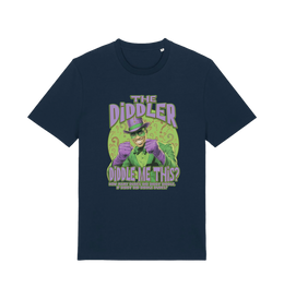 navy funny offensive t-shirt with the  graphic mashup of Sean Diddy Combs reimagined as The Riddler