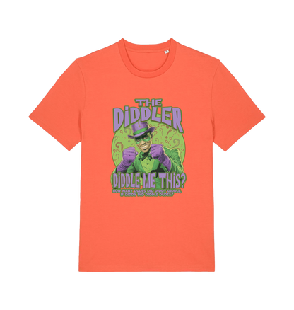 orange funny offensive t-shirt with the  graphic mashup of Sean Diddy Combs reimagined as The Riddler
