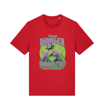 red funny offensive t-shirt with the  graphic mashup of Sean Diddy Combs reimagined as The Riddler