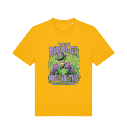 yellow funny offensive t-shirt with the  graphic mashup of Sean Diddy Combs reimagined as The Riddler